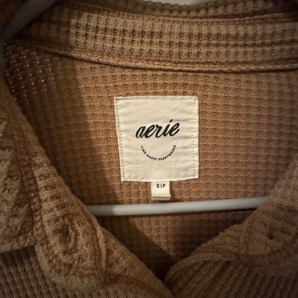 Aerie Lumberjane Button Up Camel Waffle Knit Oversized Loungewear - Picture 4 of 4